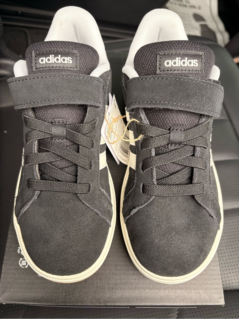 Adidas Grand Court 00s EL C Kids Sneakers Size 2 Black White New